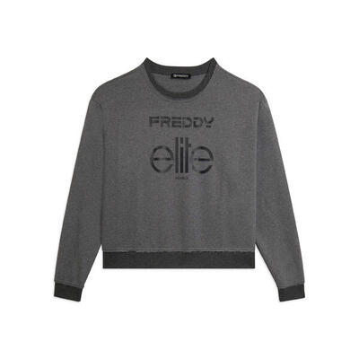 Felpa Cropped Donna Mélange con Girocollo Freddy x ELITE