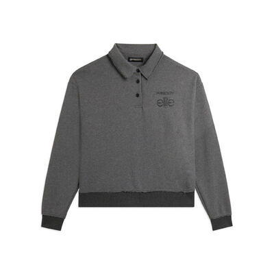 Felpa Cropped Donna Mélange con Scollo Polo Freddy x ELITE