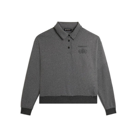 Felpa Cropped Donna Mélange con Scollo Polo Freddy x ELITE