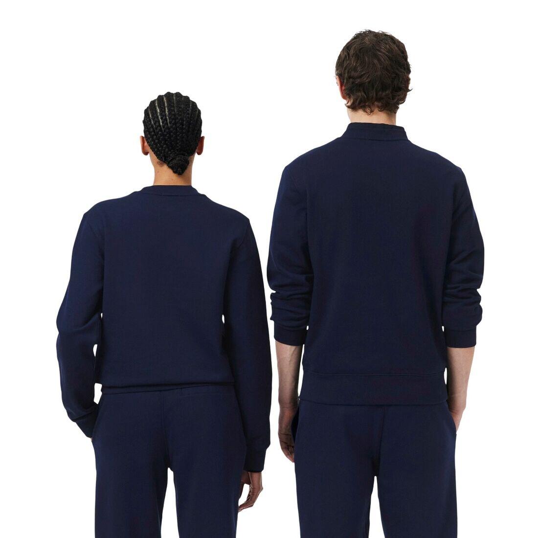 Sudadera Azul Marino Lacoste con Estampado de Relieve y Diseño Elegante  Marine 3/4