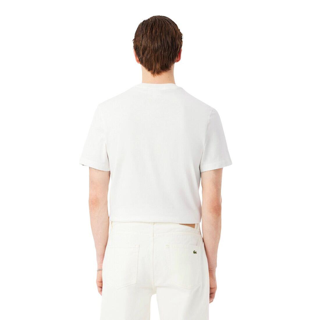 Camiseta Blanca Lacoste con Raya en la Manga de Estilo Casual y Deportivo 3/5