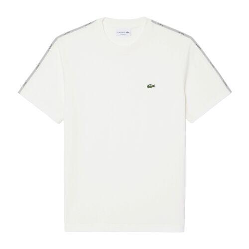 Camiseta Blanca Lacoste con Raya en la Manga de Estilo Casual y Deportivo 5/5