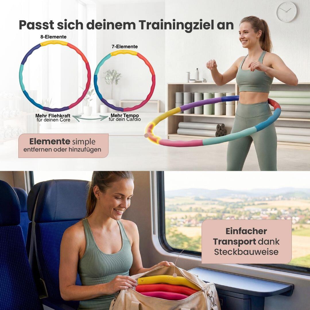 Elli Hoop® M - DAS ORIGINAL - Fitnessreifen schwarz-grau[1,3 kg] 5/7
