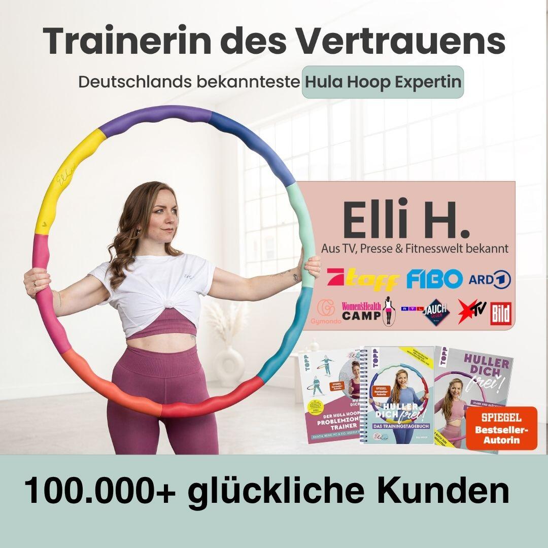 Elli Hoop® M - DAS ORIGINAL - Fitnessreifen schwarz-grau[1,3 kg] 6/7