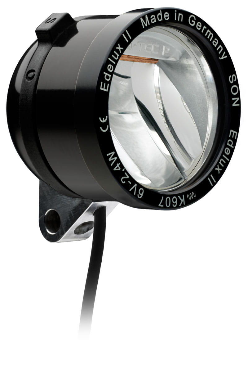 SON Edelux II LED-koplamp voor naafdynamo's-zwart geanodiseerd