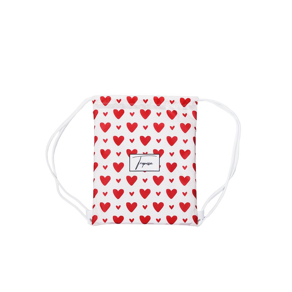 Poncho de Bain enfant 2-7 ans, blanc motifs cœurs rouges 3/7