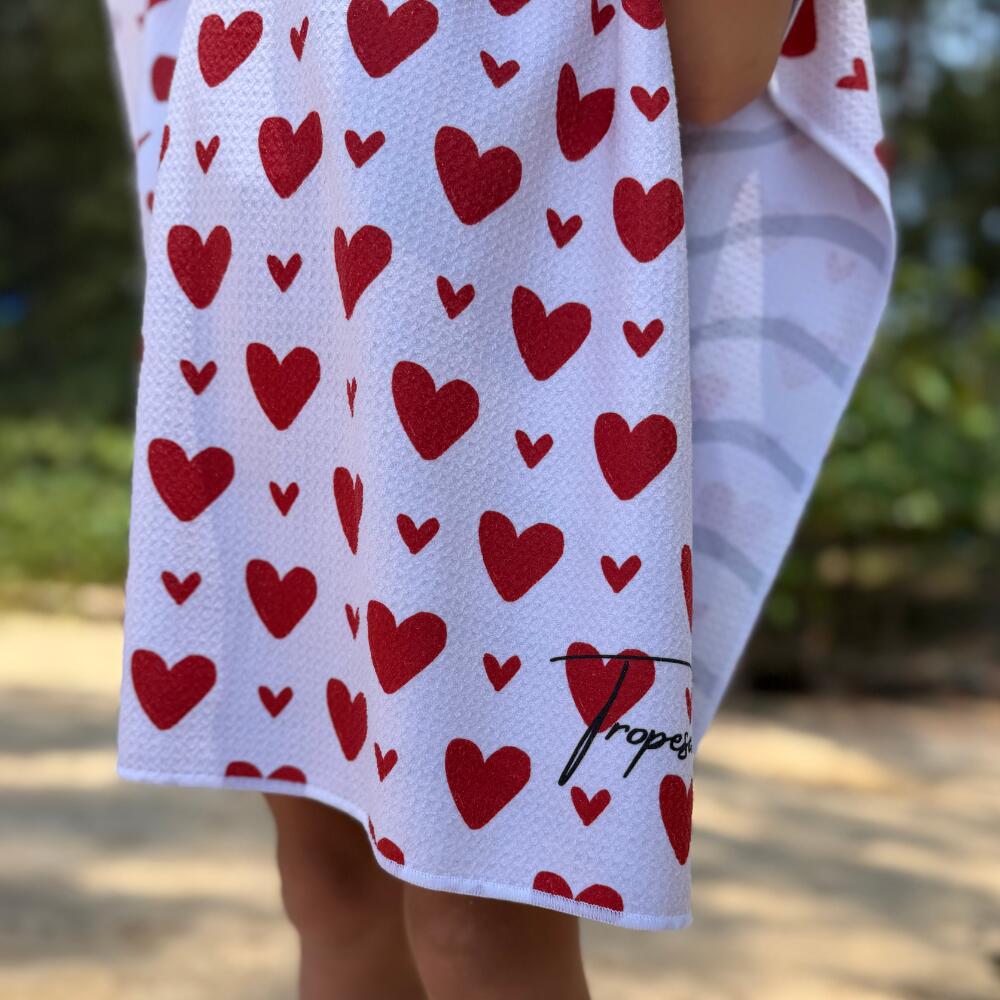 Poncho de Bain enfant 2-7 ans, blanc motifs cœurs rouges 7/7