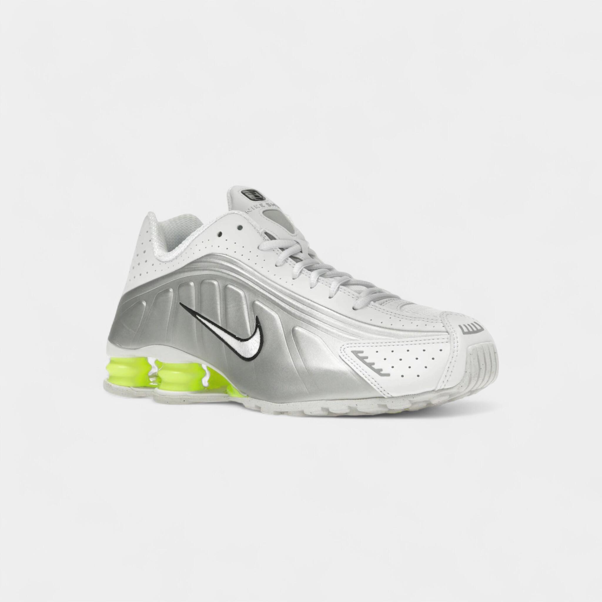 Nike Shox R4 White Metallic Silver Volt (Women's) 2/4