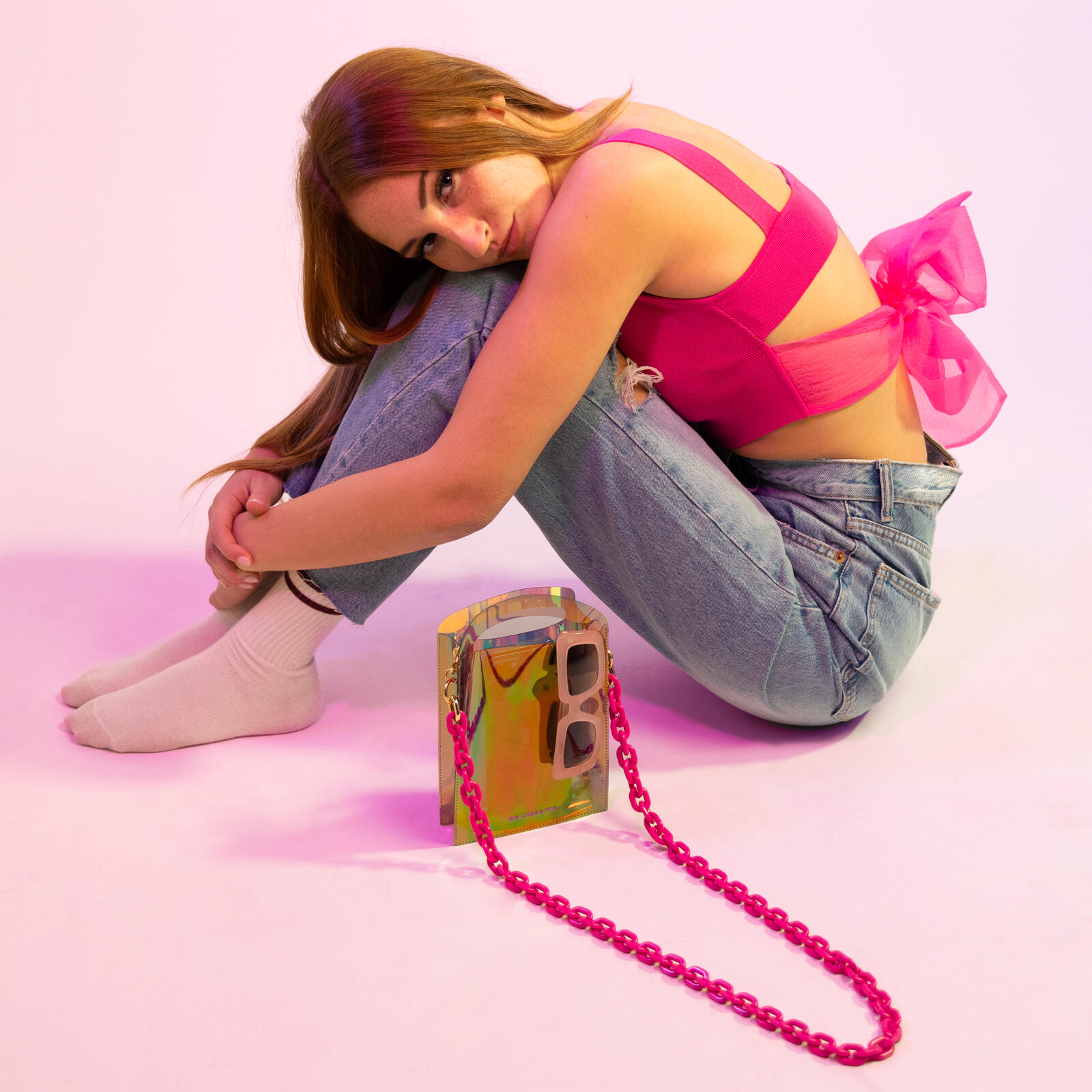 Sac à bandoulière irisé avec chaînette pour smartphones et objets 6/7