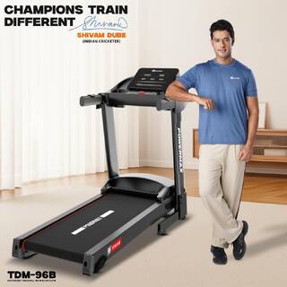 PowerMax Fitness TDM-96B 4HP DC Treadmill for Home, 110KG Max User, 4-Lvl Manual Incline, Foldable Cardio Machine, LED Display