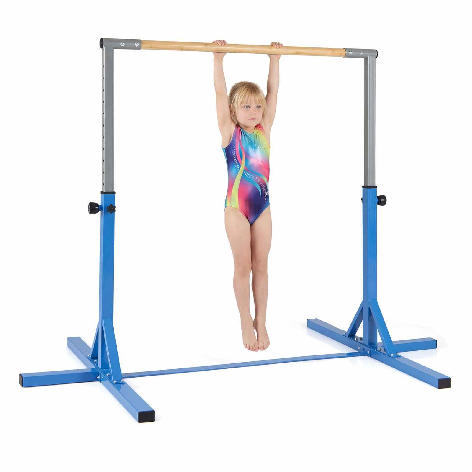 Junior Gymnastics Training Bar Adjustable Height Horizontal Kip Bars Blue