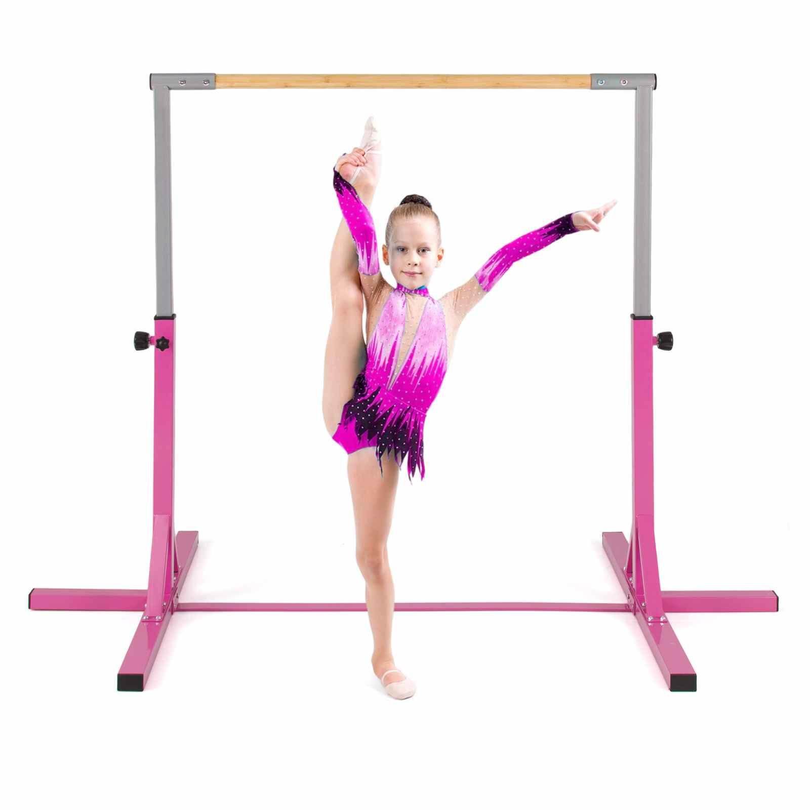Junior Gymnastics Training Bar Adjustable Height Horizontal Kip Bars Pink