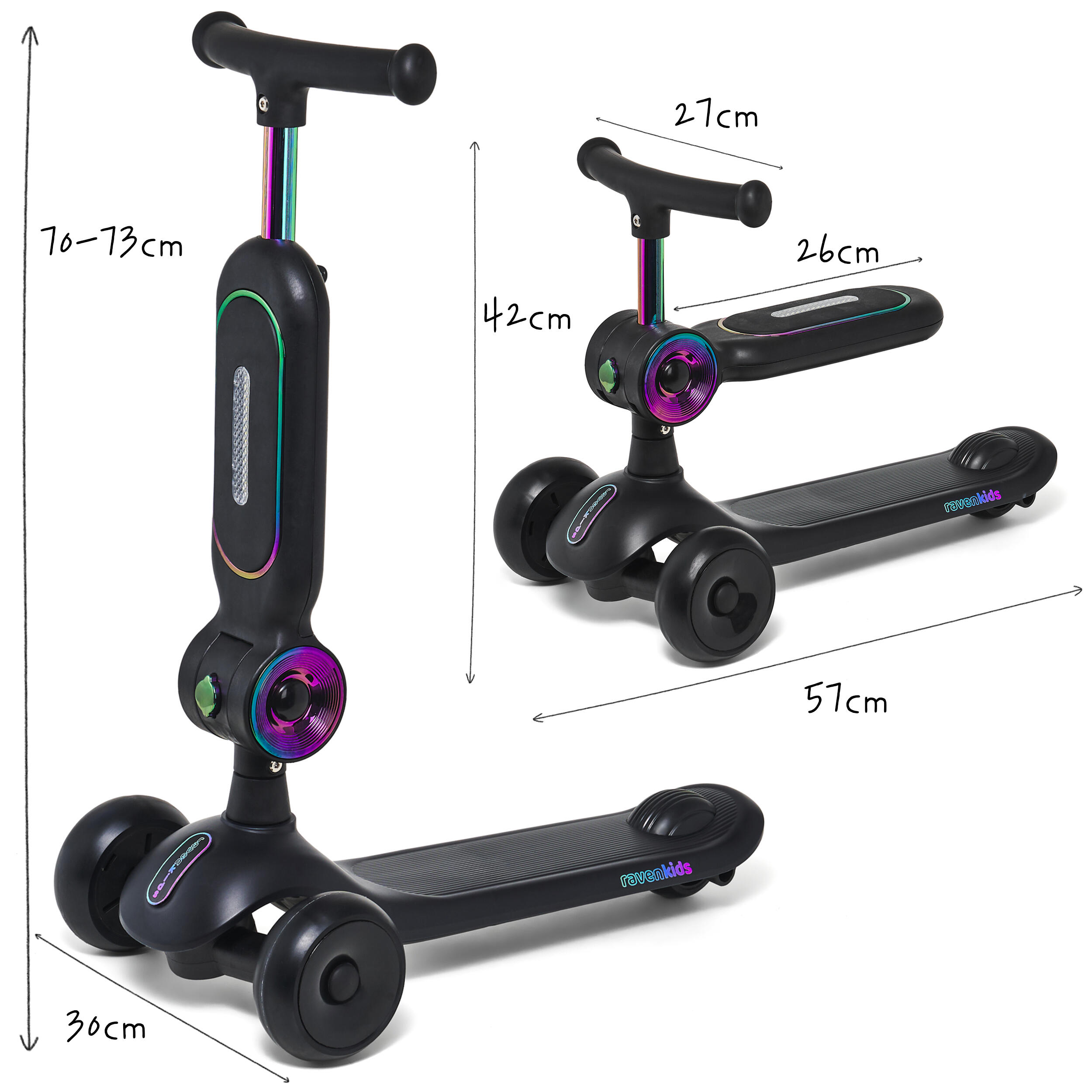 Vélo-trottinette 2-en-1 pour enfants Lumiloo avec plateforme lumineuse LED 2/7