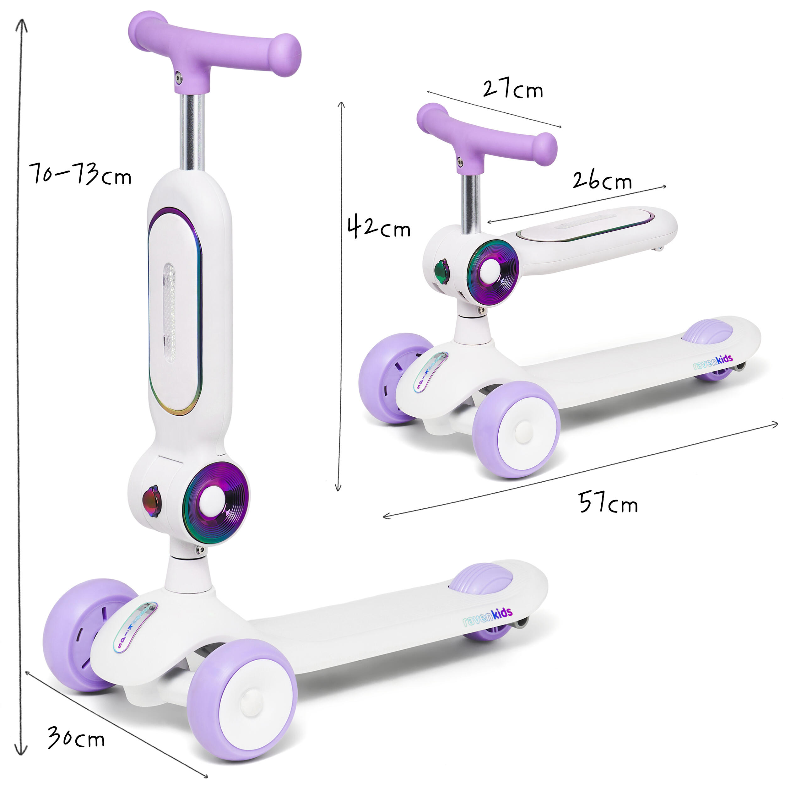 Vélo-trottinette 2-en-1 pour enfants Lumiloo avec plateforme lumineuse LED 2/7