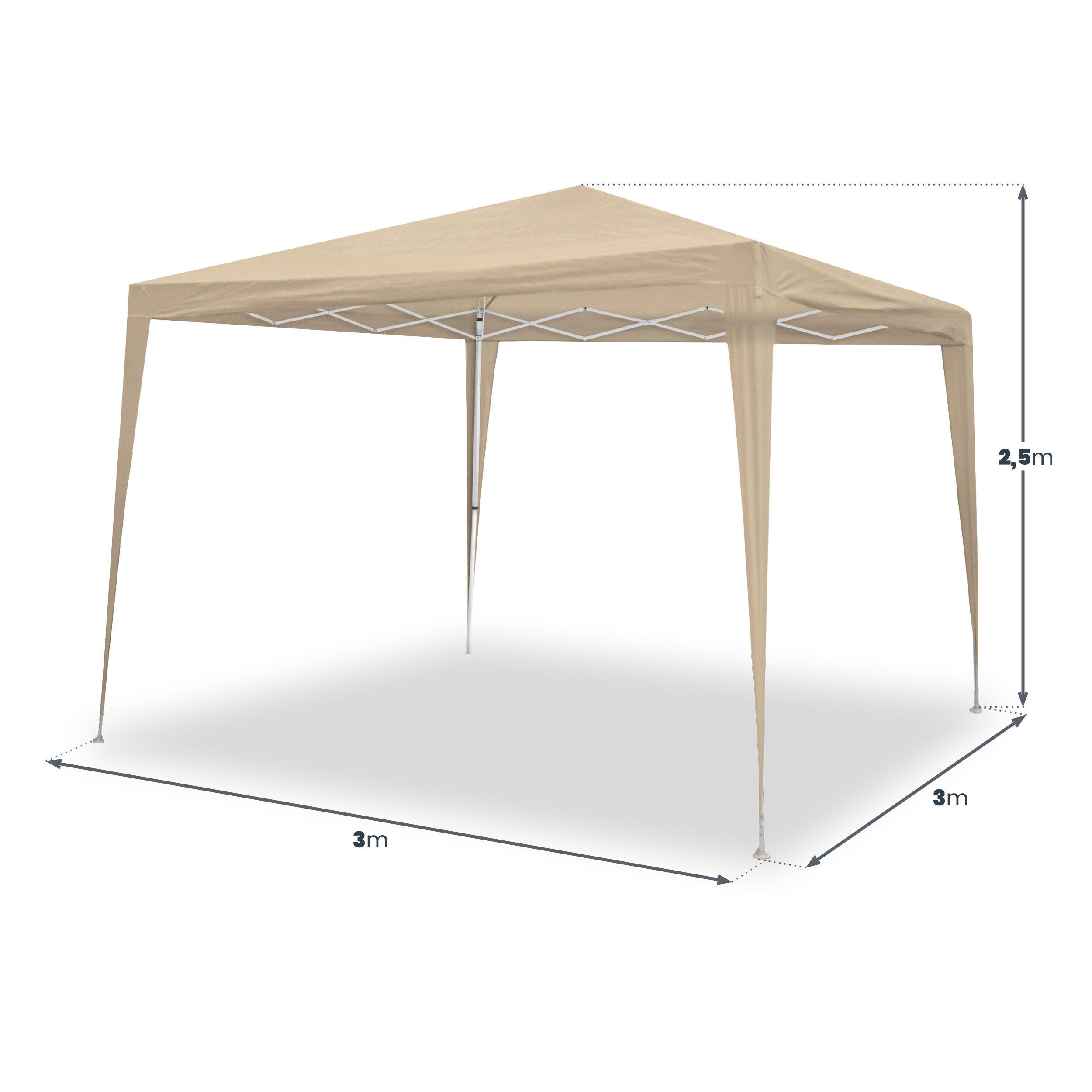 Carpa Plegable 3x3 m Classic Beige – Resistente al Agua - Vientos, Piquetas 2/7