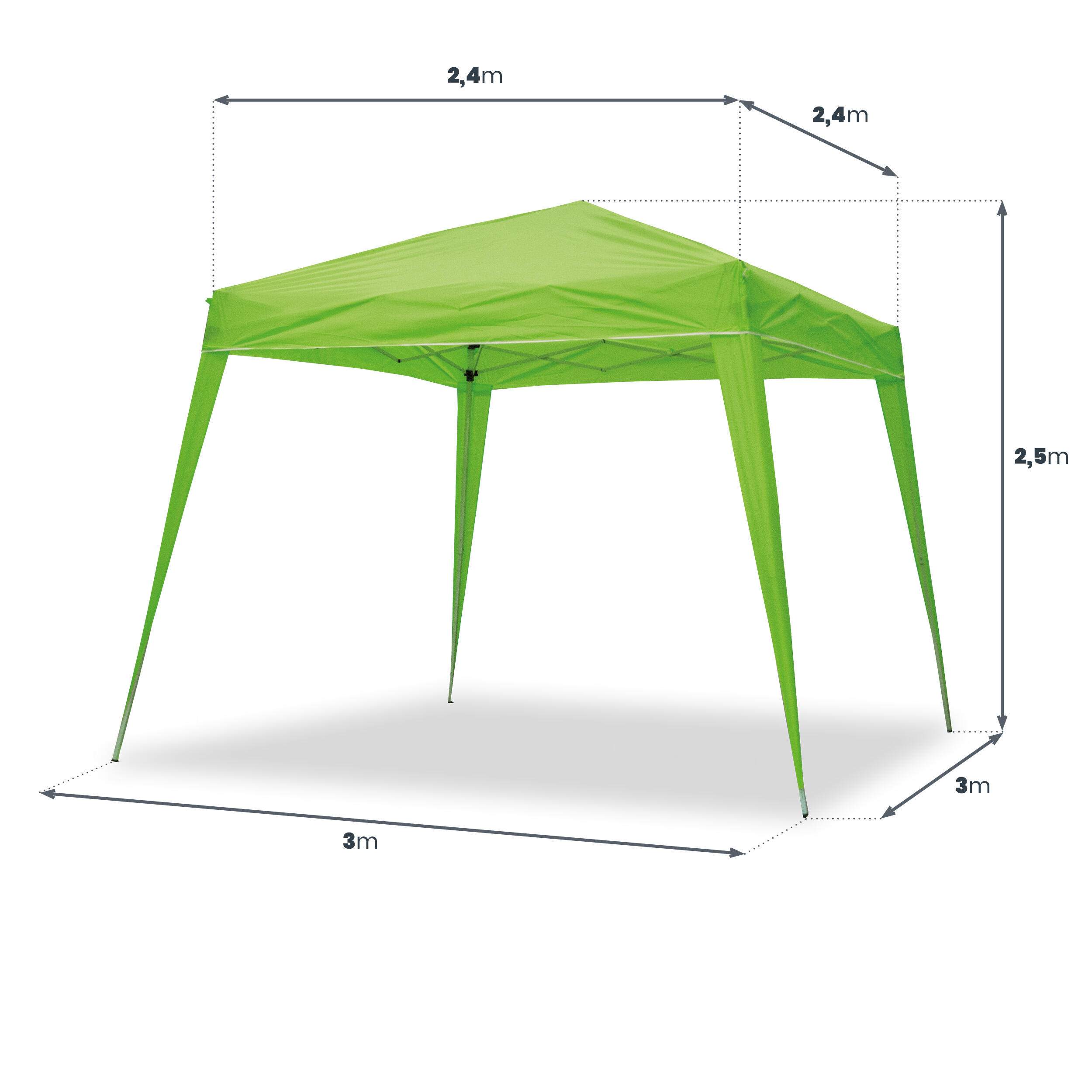 California 2,4x2,4m aluminium vouwtent Groen. Tuin, strand, platteland 4/7