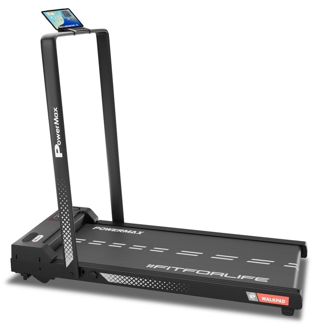 PowerMax Fitness WALKPAD (3HP Peak) Compact Motorized Treadmill for Home-Office use with Remote Control, Max User 110kg, Top Speed 10km/h, 1000x400mm Running Deck, LED Display, iPad & Mobile Holder-image-13
