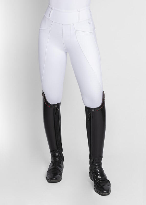 Leggings Pantalón Mujer Equitación Maximilian Pro Full Grip Blanco 3/7