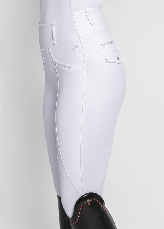 Leggings Pantalón Mujer Equitación Maximilian Pro Full Grip Blanco 2/7
