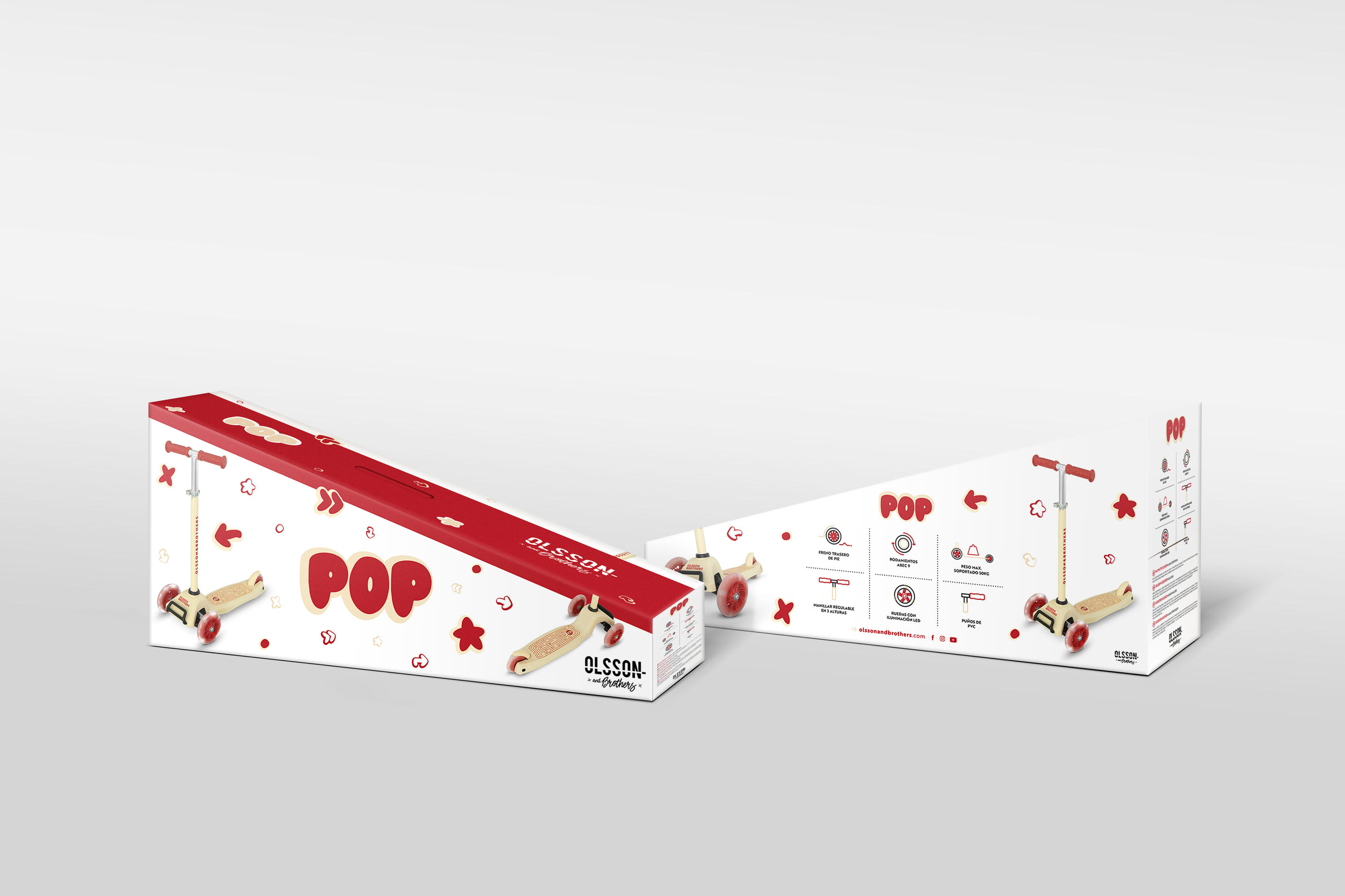 Kinder-Scooter mit LED-Rollen OLSSON POP ABEC9 höhenverstellbar 77–98 cm 2/7