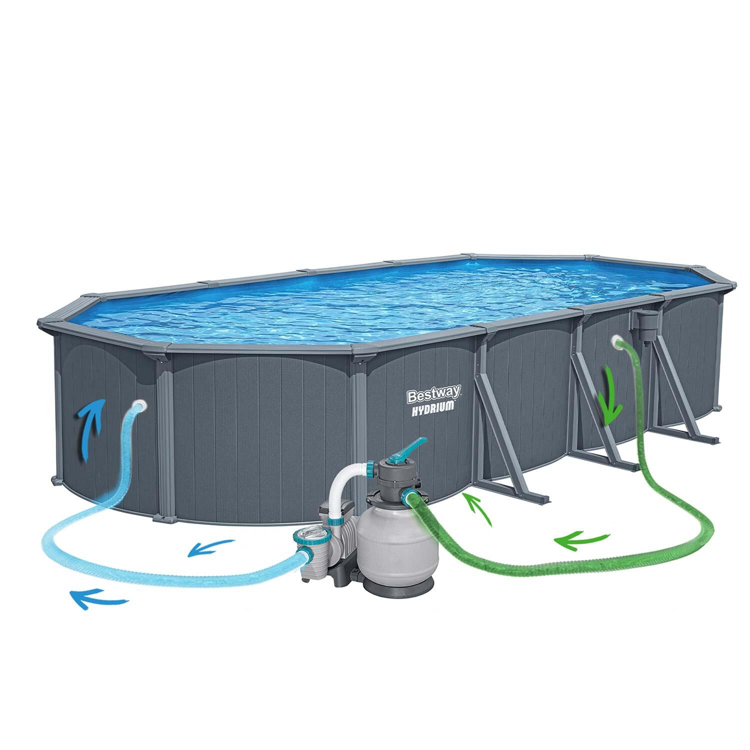 Piscina de aço Bestway Hydrium 732x366x132 cm Filtro de Areia 6.056 l/h 6/7