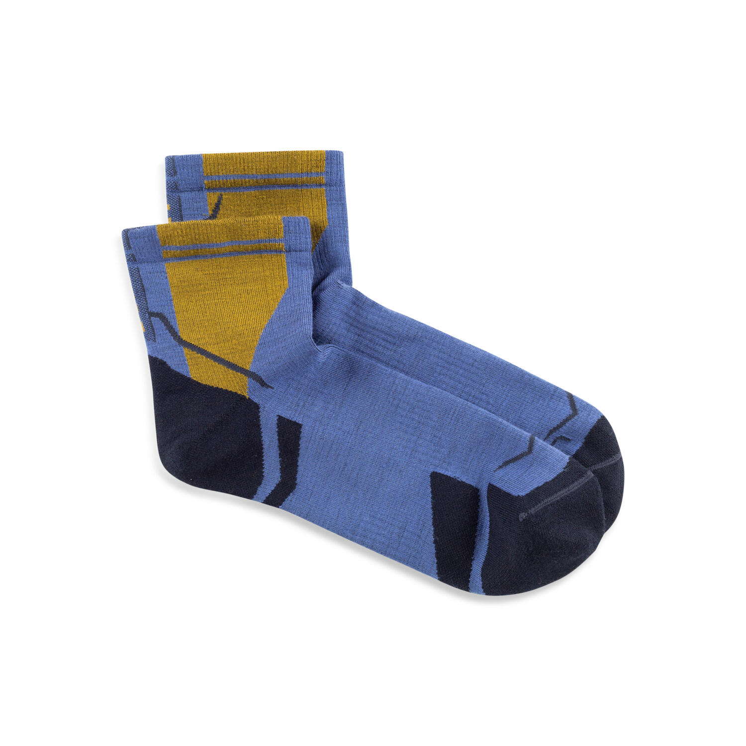 Chaussettes Buff Merino Lightweight Quarter 4" Bleu/Beige 2/4
