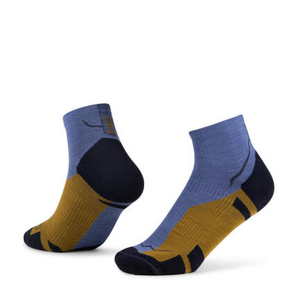 Chaussettes Buff Merino Lightweight Quarter 4" Bleu/Beige