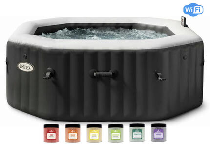 Intex PureSpa Jet & Bulles Deluxe Carbone WiFi + Aquatural Cristaux d'Arôme