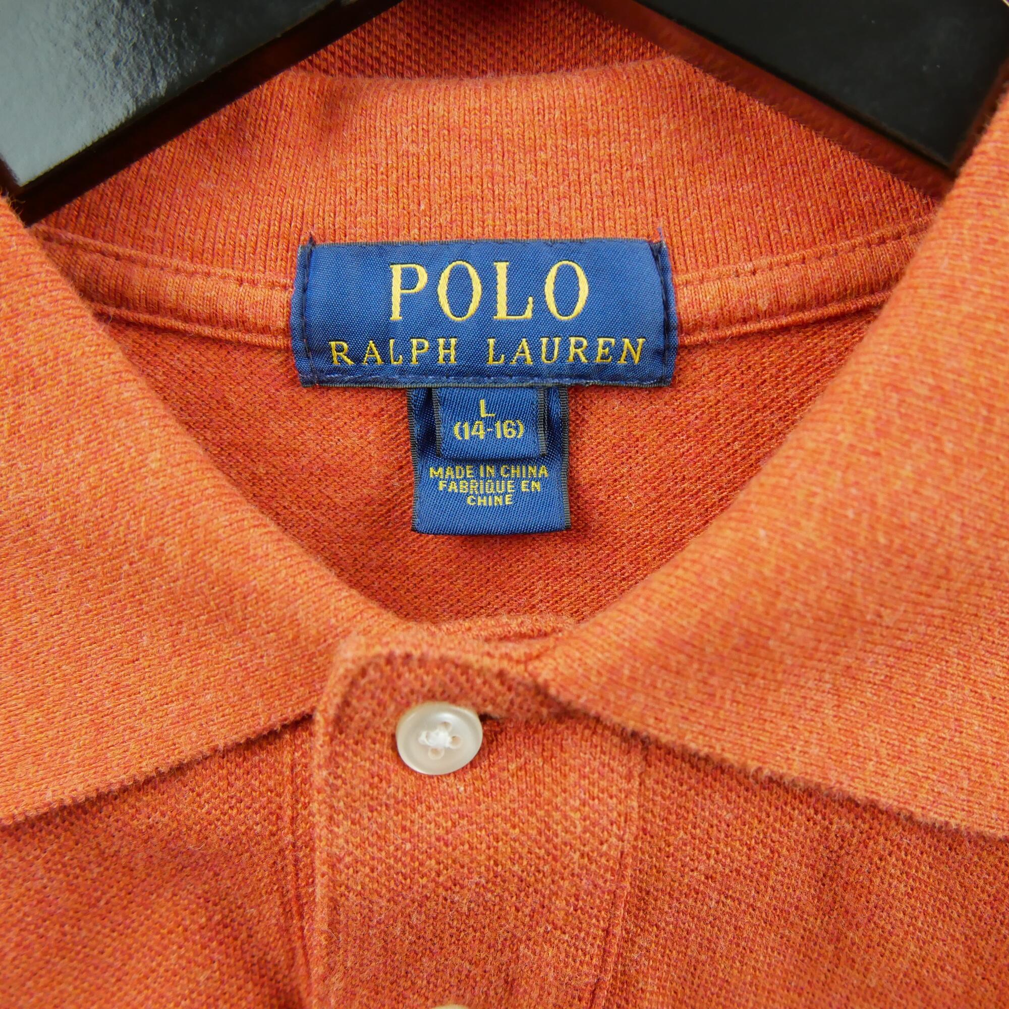 Polo arancione da uomo a maniche lunghe 5/5