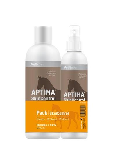 Spray et shampooing dermatologiques pour cheval à action asséchante
