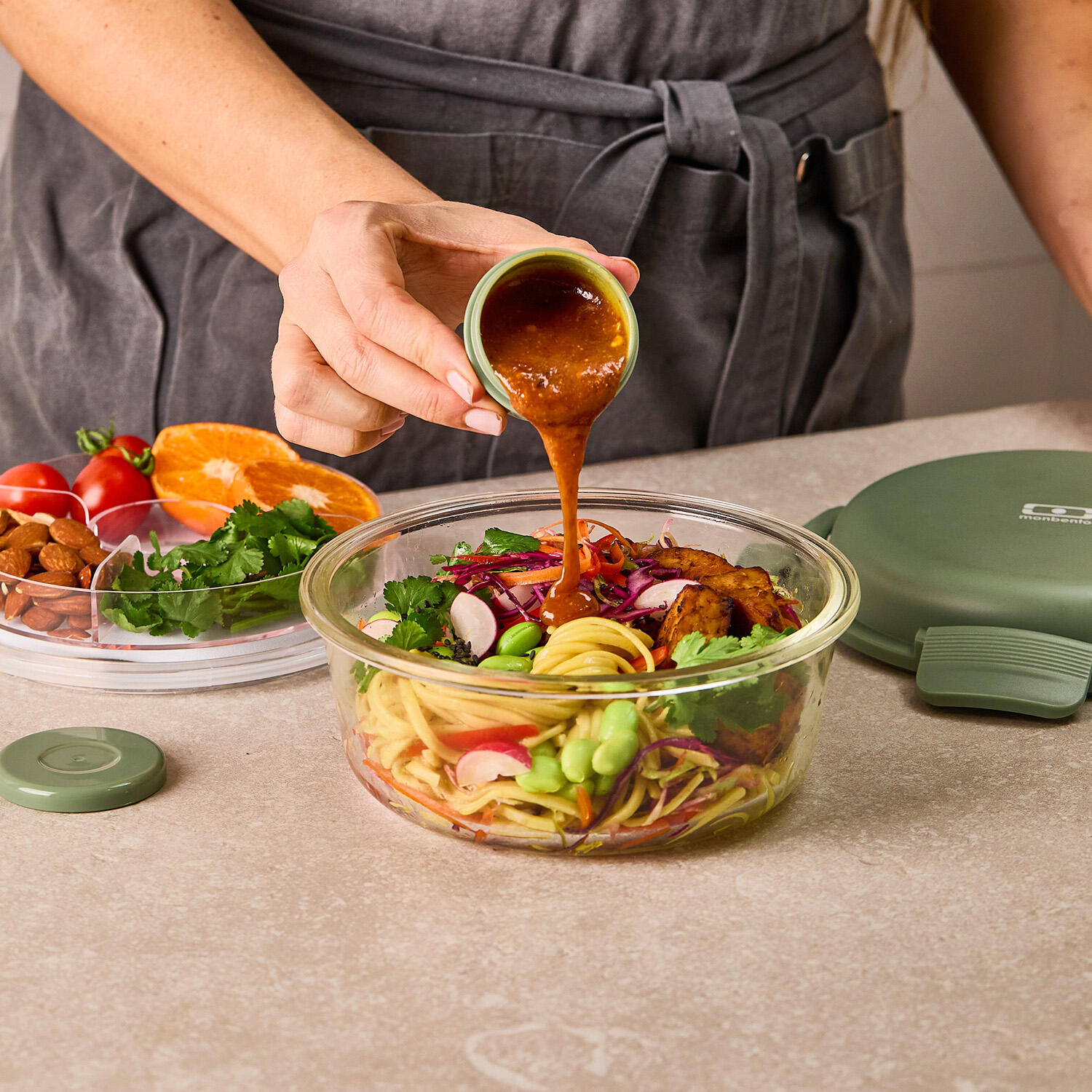 Bol à salade verre 950ml|Adulte|Bureau, Pique-nique|Plateau compartimenté|Sunny 6/6