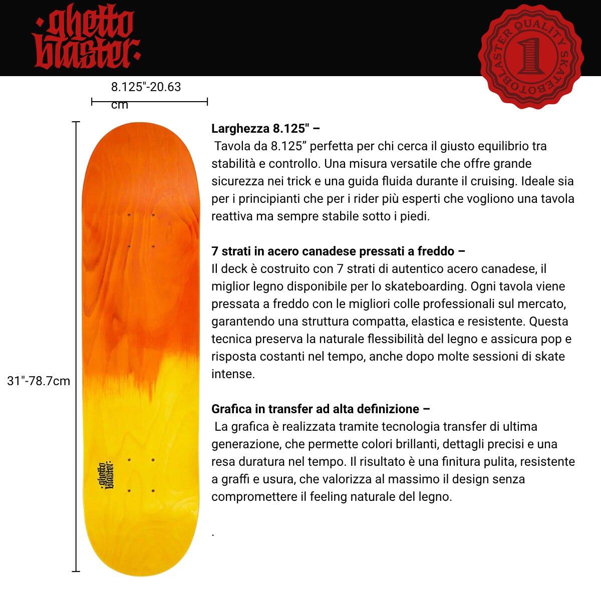 Skateboard Ghettoblaster Tavola Pequeno Logótipo Desvanecido 8.125"" 4/7