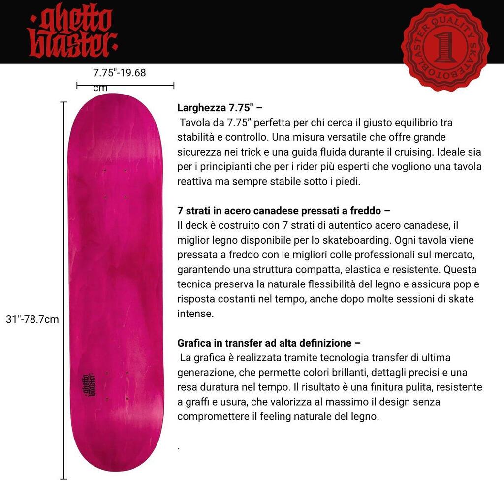Ghettoblaster Skateboard Small Logo Fuchsia 7.75"