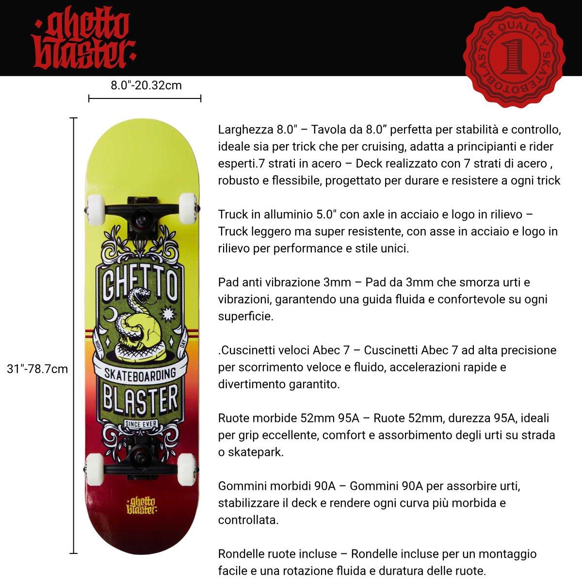 Skateboard Ghettoblaster para empezar Skull Rojo Amarillo 8.0" 4/7