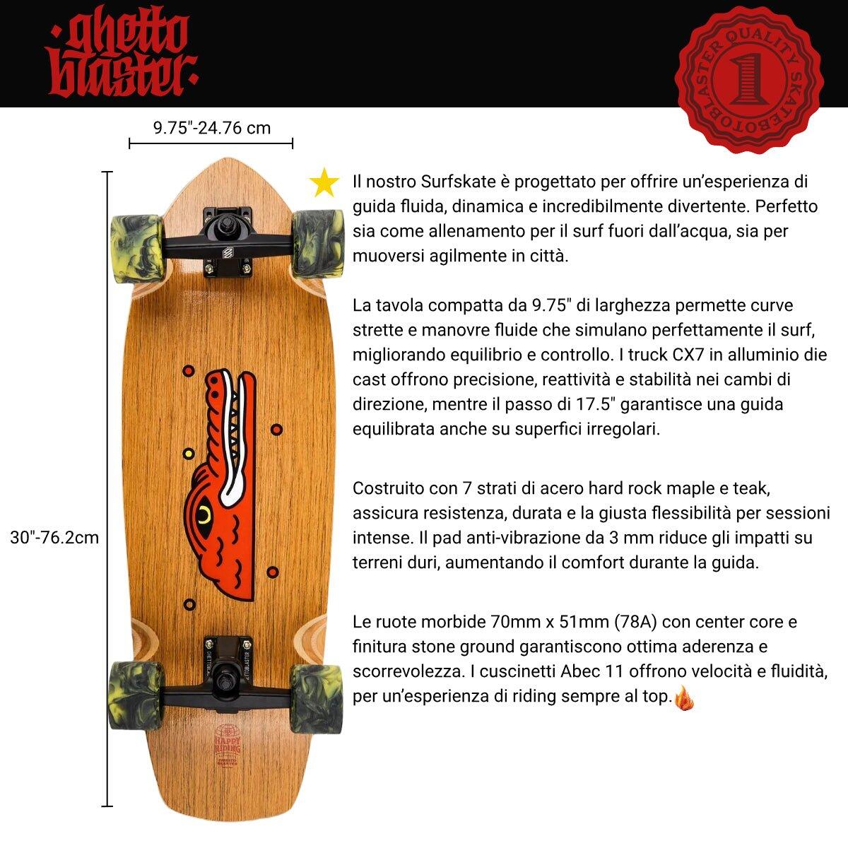 Skateboard Ghettoblaster Surfskate Teca Cocodrilo 30" 9.75" 4/7