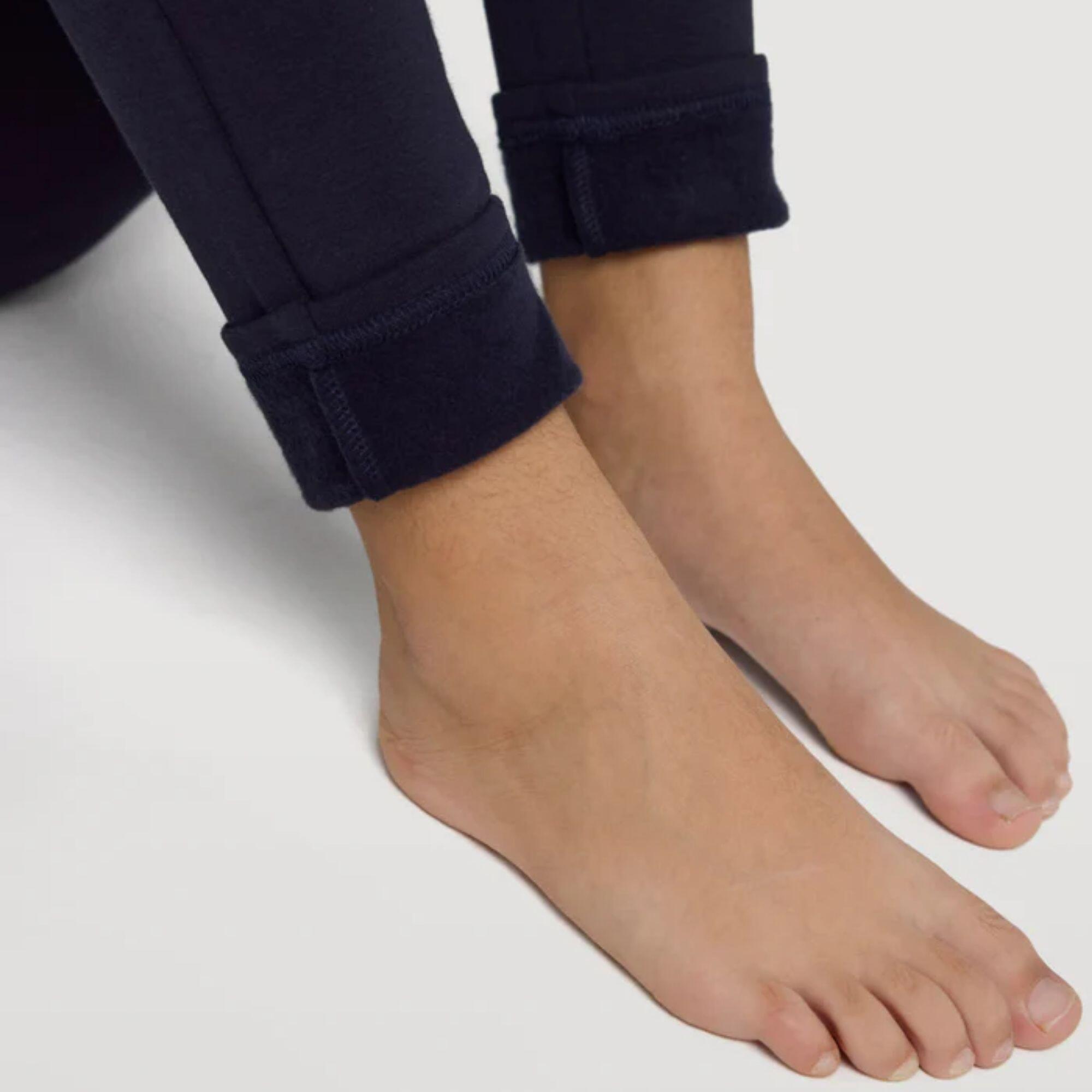 Legging chaud fille en coton naturel marine 3/4