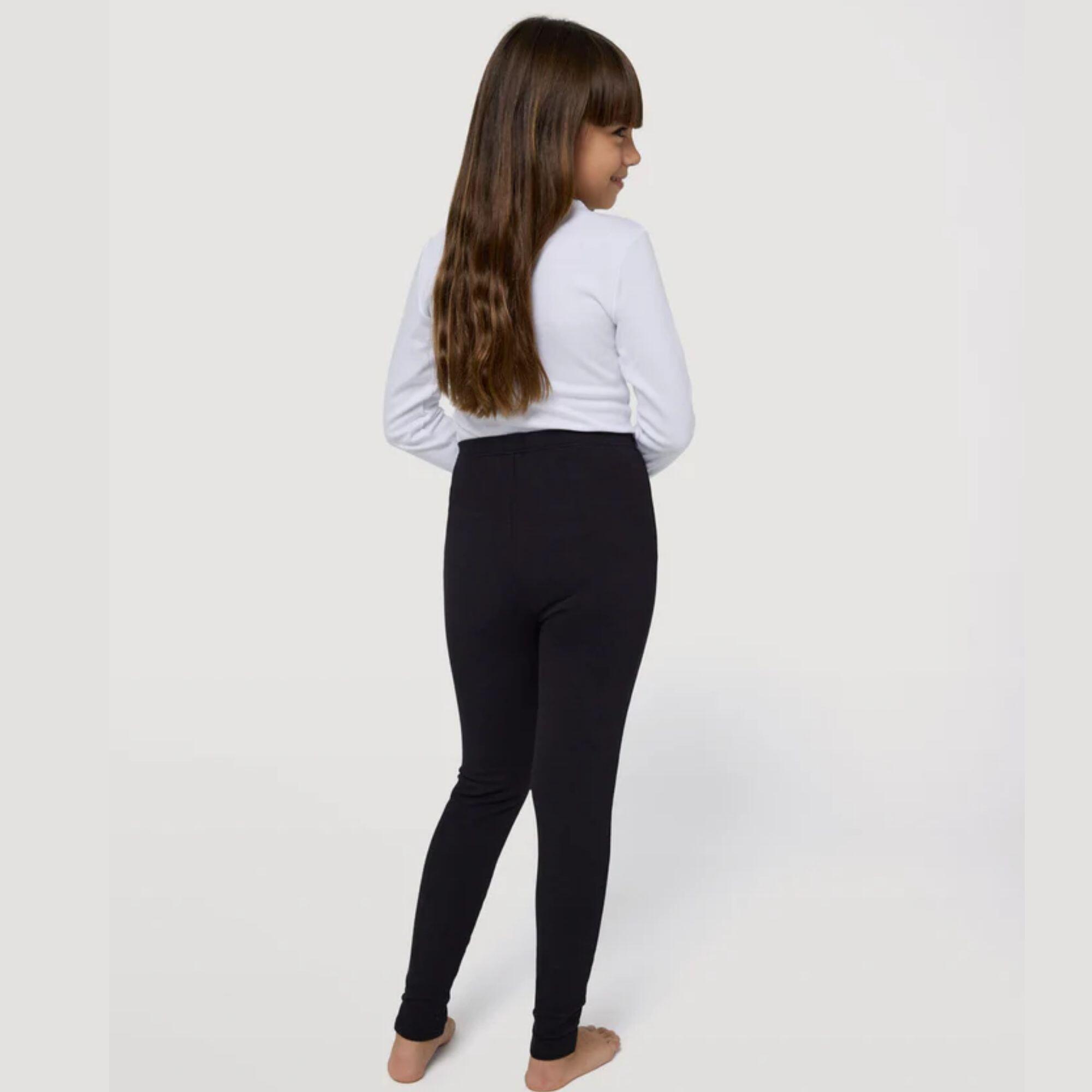 Legging fille chaud noir en coton naturel 2/4