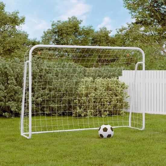 VidaXL Voetbaldoel met net 214 x 75 x 152 cm staal en polyester wit