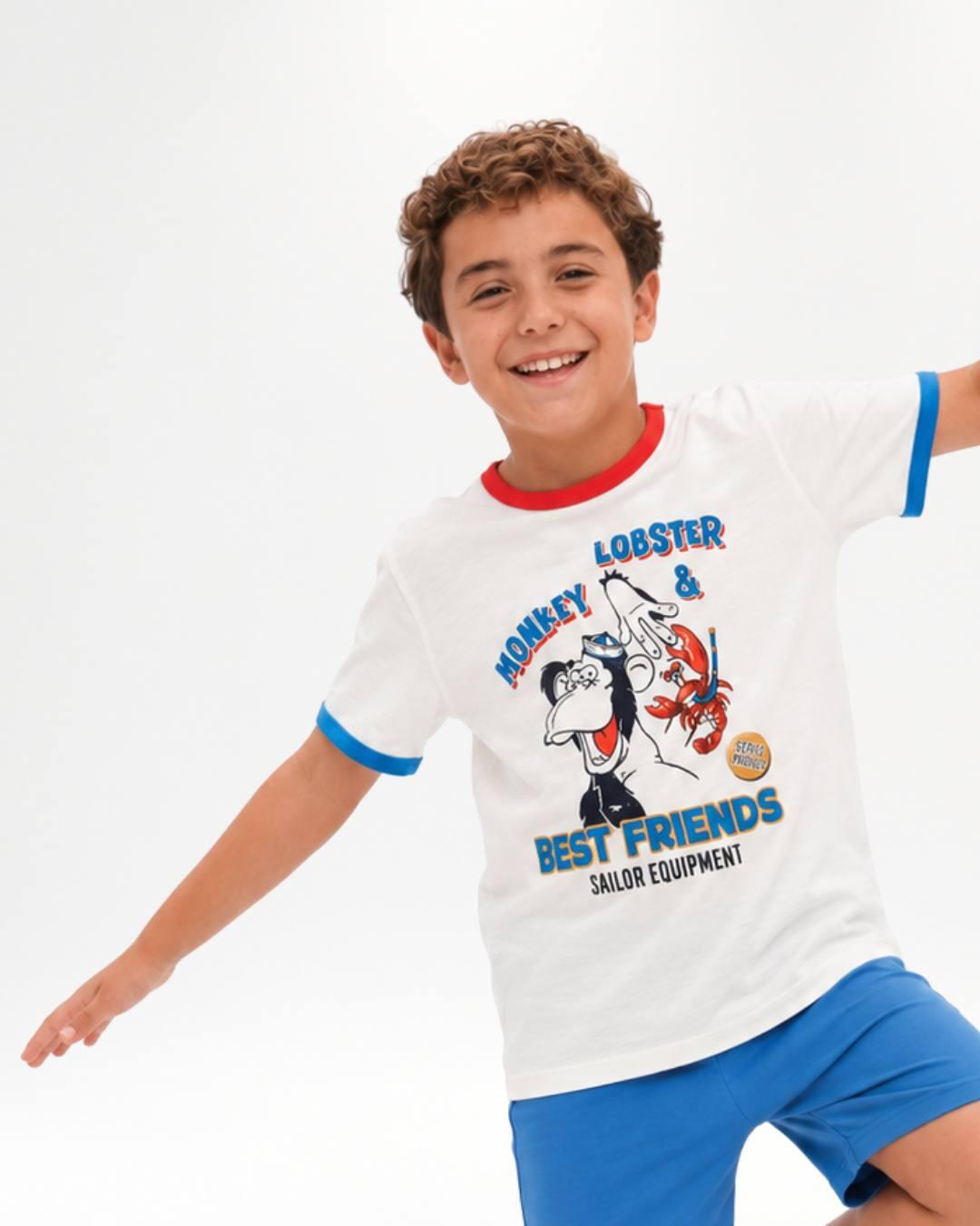 Camiseta niño cruda estampado marinero 1/5