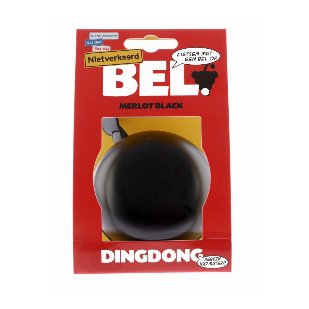 Dzwonek Rowerowy Ding Dong Merlot Czarny Ø80 Mm - Czarny Mat