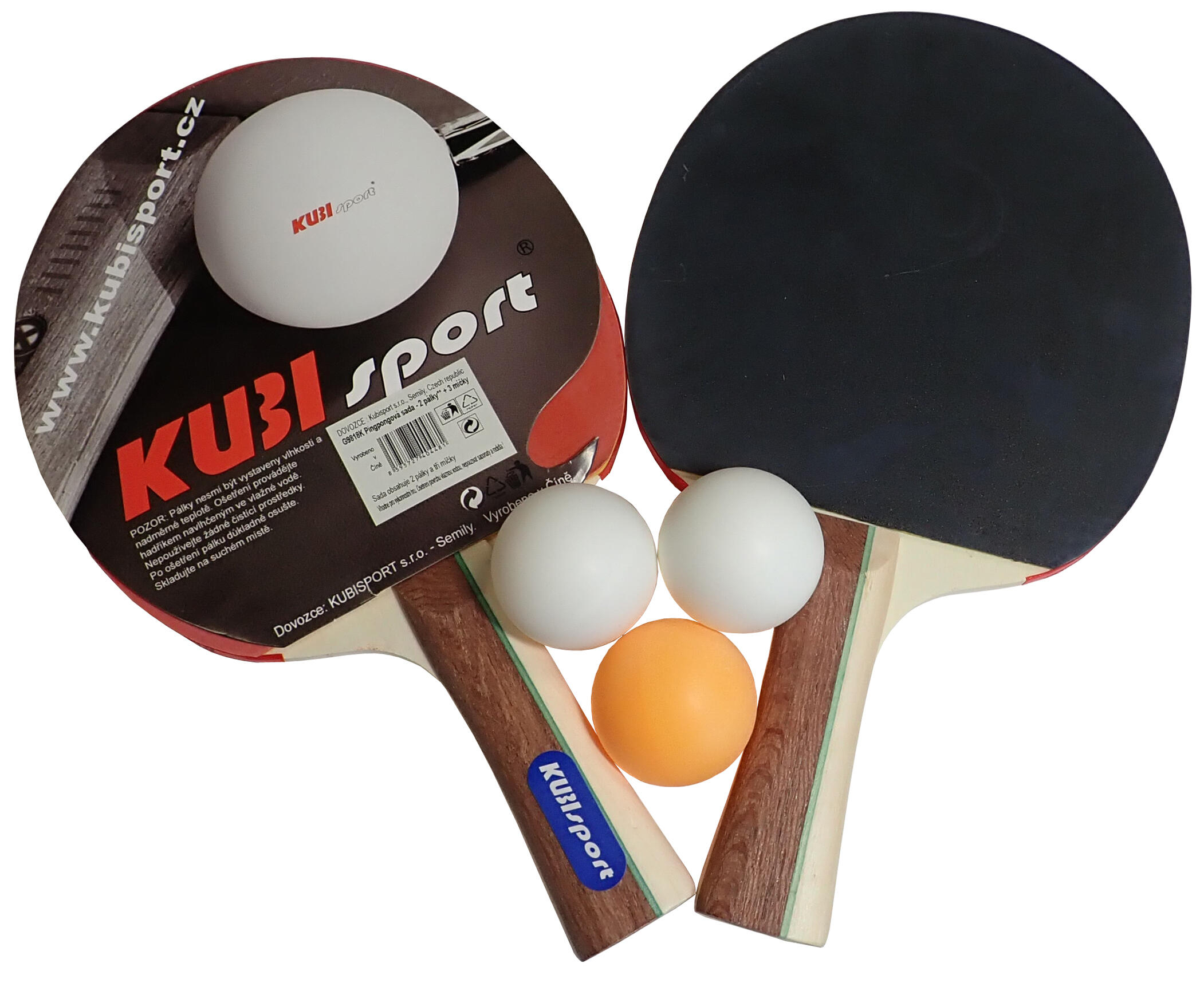 KUBISPORT Sada 2 PP pálky+ míček 2-star