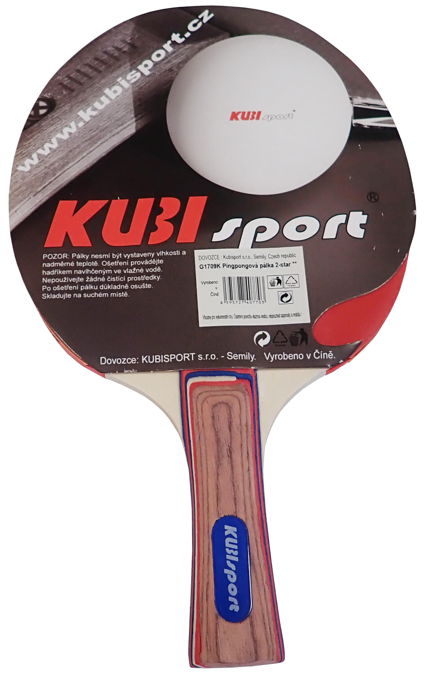 KUBISPORT Pingpongová pálka 2-star G1709K