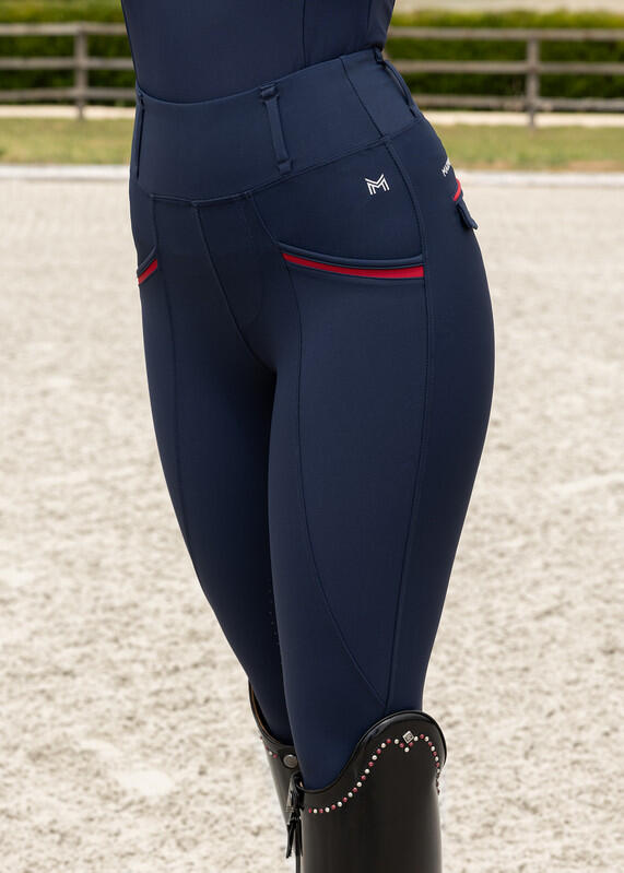 Leggings Pantalón Mujer Equitación Maximilian Pro Full Grip Marino/Rojo 5/7