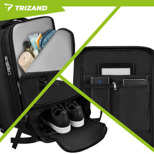 Rucsac calatorie bagaj mana avion, compartiment incaltaminte, USB, fixare troler