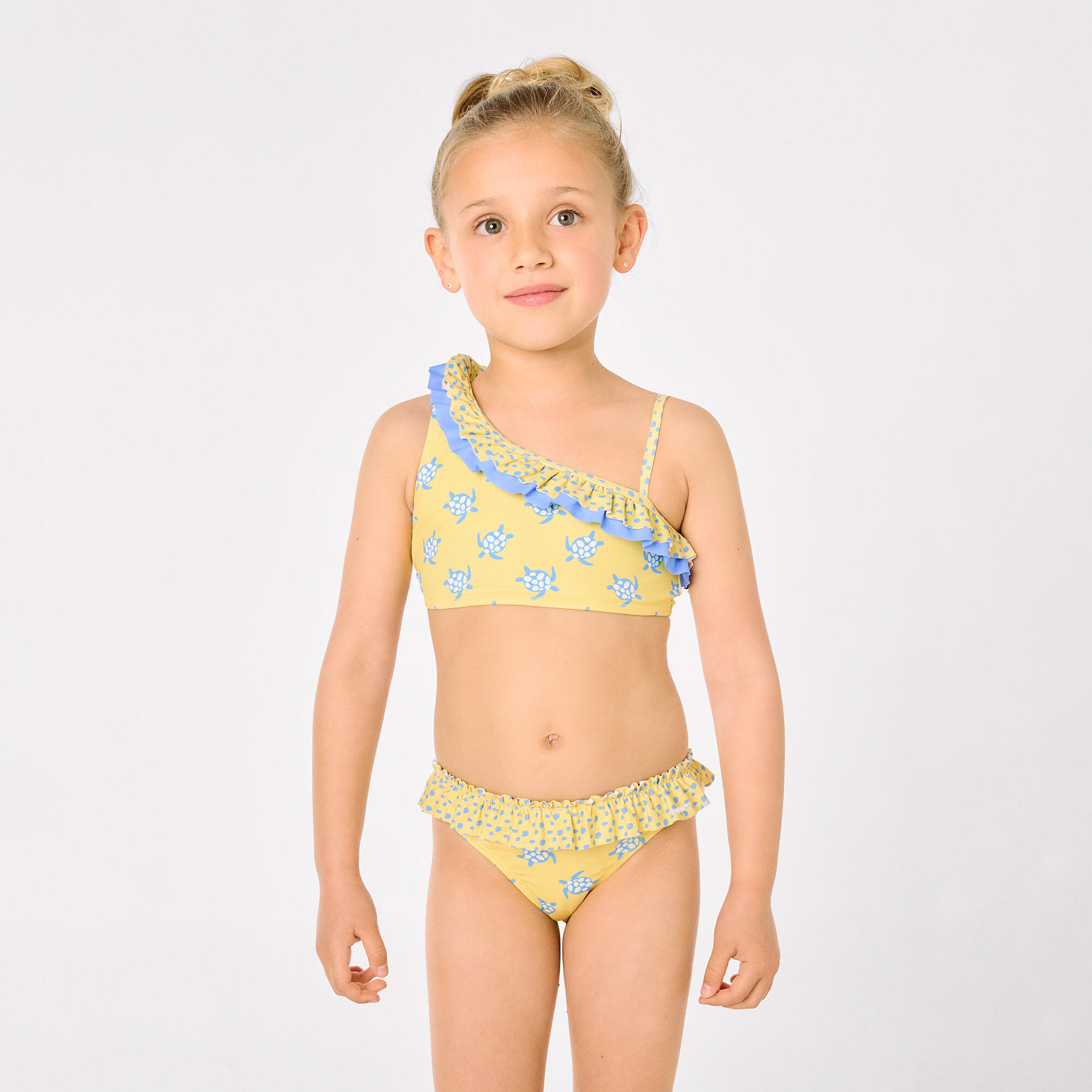 Culetín niña detalle volantes y lazos estampado tortugas amarillo 4/6
