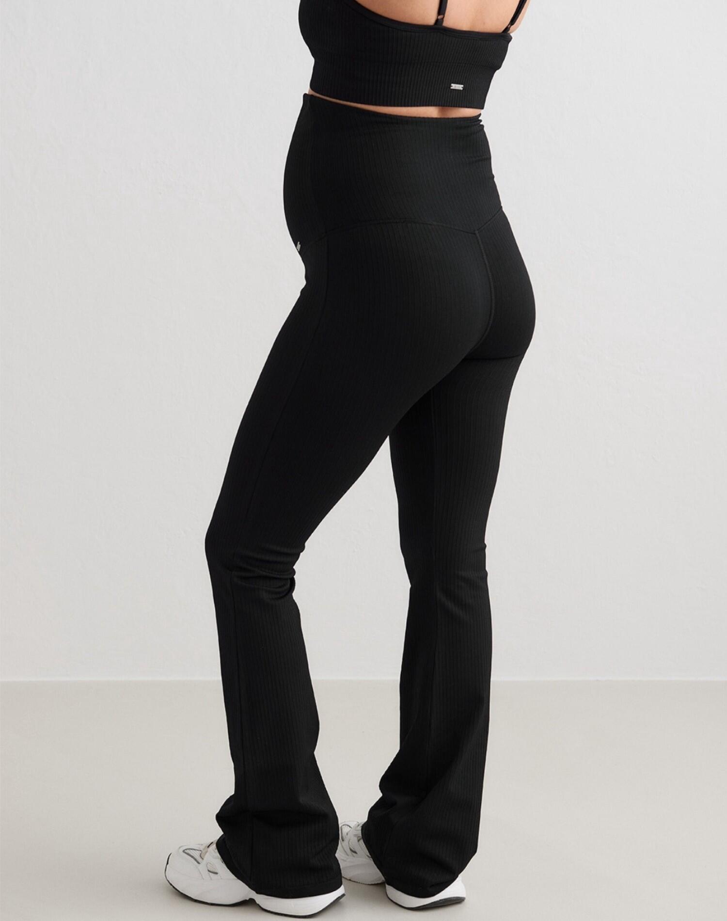 Mallas Mujer Acanaladas Sin Costuras Maternidad Negro 2/4