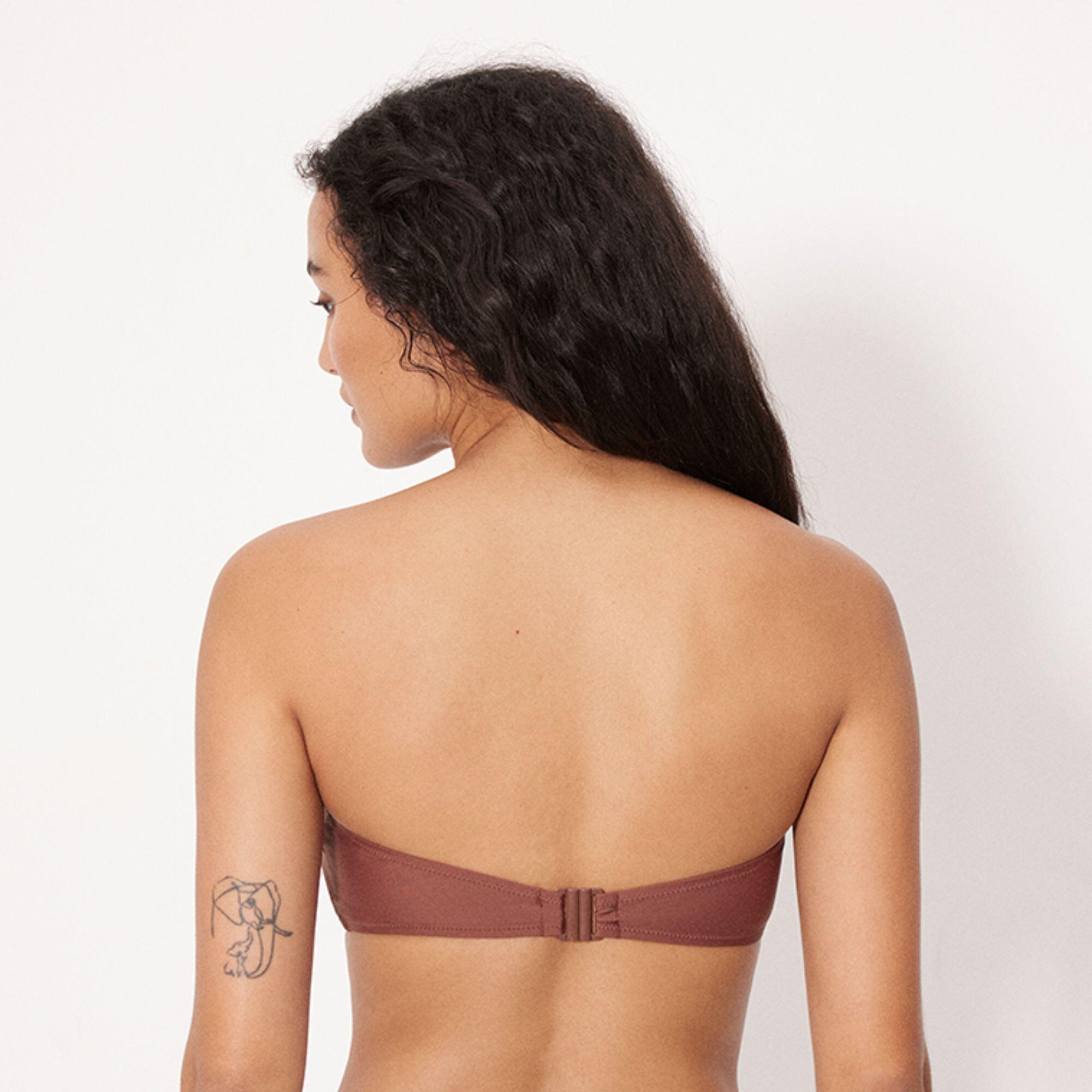 Haut de bikini bandeau rembourré marron sans armatures 4/5