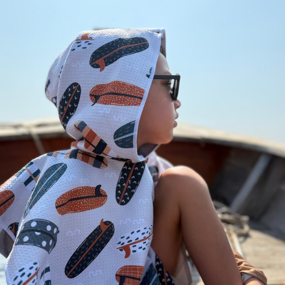Poncho de Bain enfant 8-12 ans  motifs planches de surf 4/5