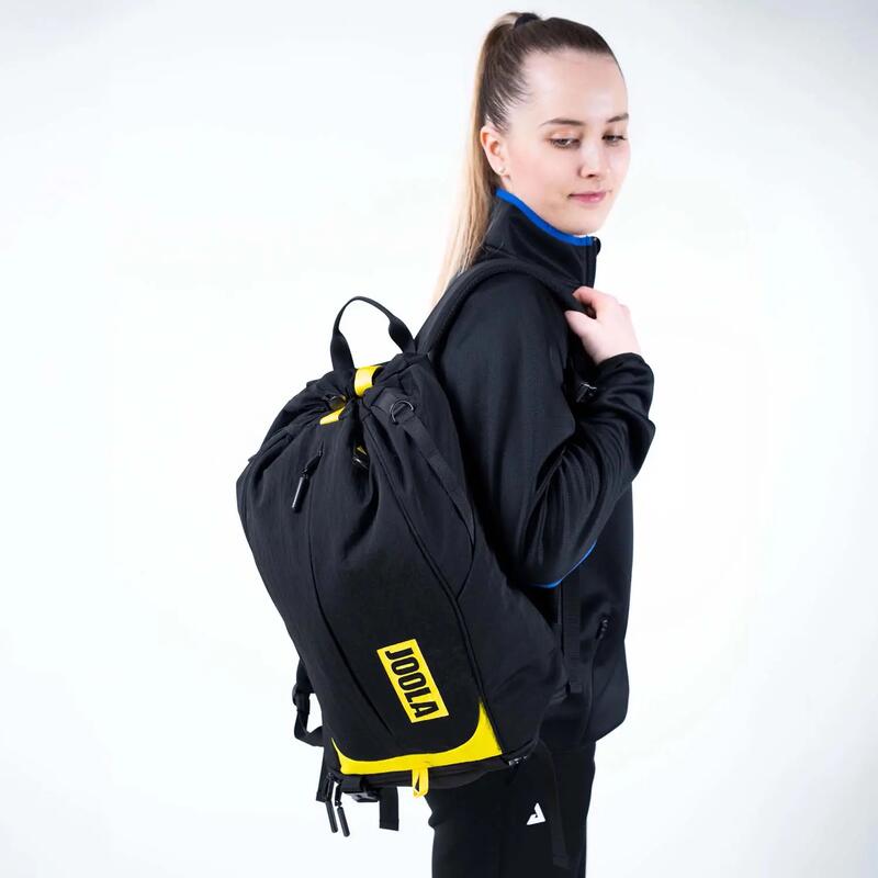 Rucsac sport JOOLA Vision PRO Drawstring, negru cu accente galbene