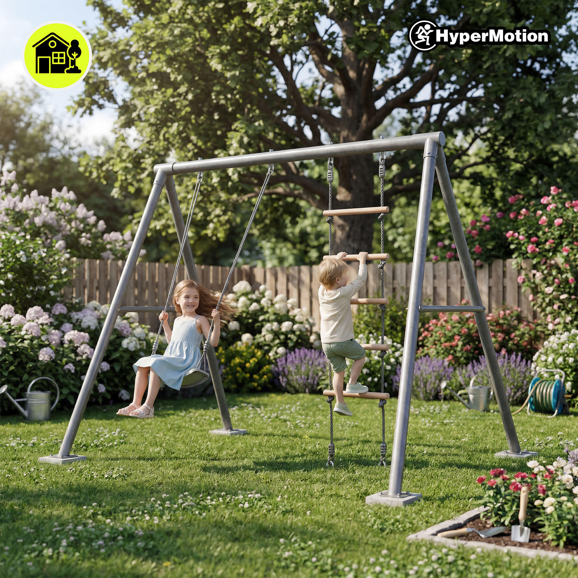 Ensemble Gym Escalade 5 en 1 Aire de Jeux Maison Jardin EN71 Max 100kg 3 Ans+ 2/7